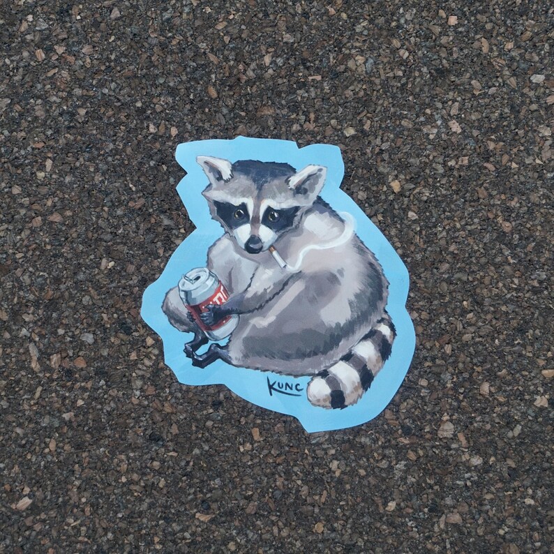Racoon Sticker Set / Trash Panda Sticker Design, conjunto de cinco ilustraciones de mapache Doomer Racoon