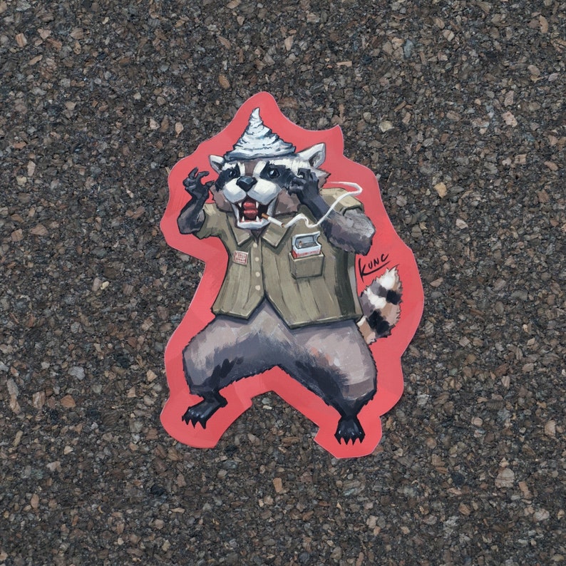 Racoon Sticker Set / Trash Panda Sticker Design, conjunto de cinco ilustraciones de mapache Conspiracoon