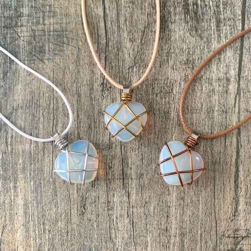 Opalite Diamond Castle Necklaces Best Friend Necklaces Wire Etsy