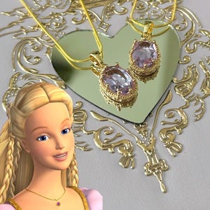 Rapunzel inspired necklaces, Barbie rapunzel inspired gemstone pendant necklace