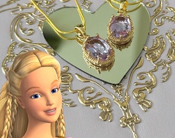 Colliers inspirés de Raiponce, collier avec pendentif en pierres précieuses inspiré de Raiponce Barbie