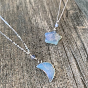 Star & Moon Opalite necklaces, Opalite necklaces, gifts for her