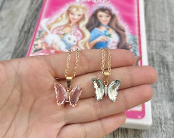 Butterfly friendship necklaces, crystal gemstone butterfly necklaces for best friend, gifts for bestie