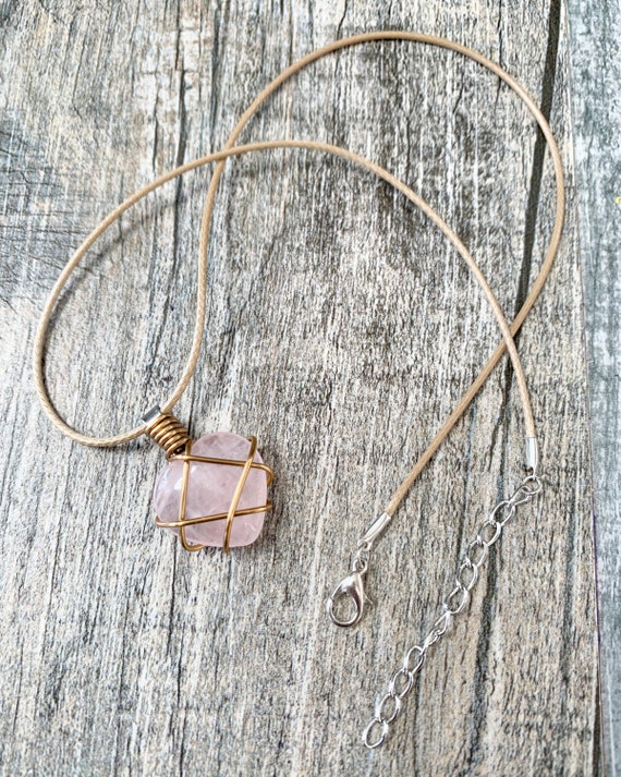 Rose Quartz Diamond Castle Heart Friendship Necklaces, Natural