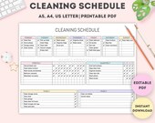 Editable Cleaning Schedule|Printable Cleaning Planner|Cleaning Checklist|Cleaning Schedule|House Chore List|Cleaning List|A4/A5/Letter