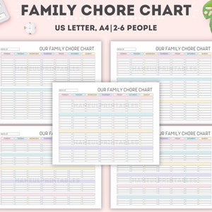 Chore Rota Editable Family Chore Chart: Weekly Cleaning Schedule (PDF) - Etsy