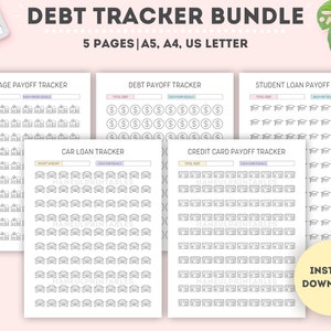 Printable Debt Tracker Bundle|Debt Payoff Tracker Bundle|Savings Tracker|Student Loan Payoff Tracker|Credit Card Payoff Tracker|A4/A5/Letter