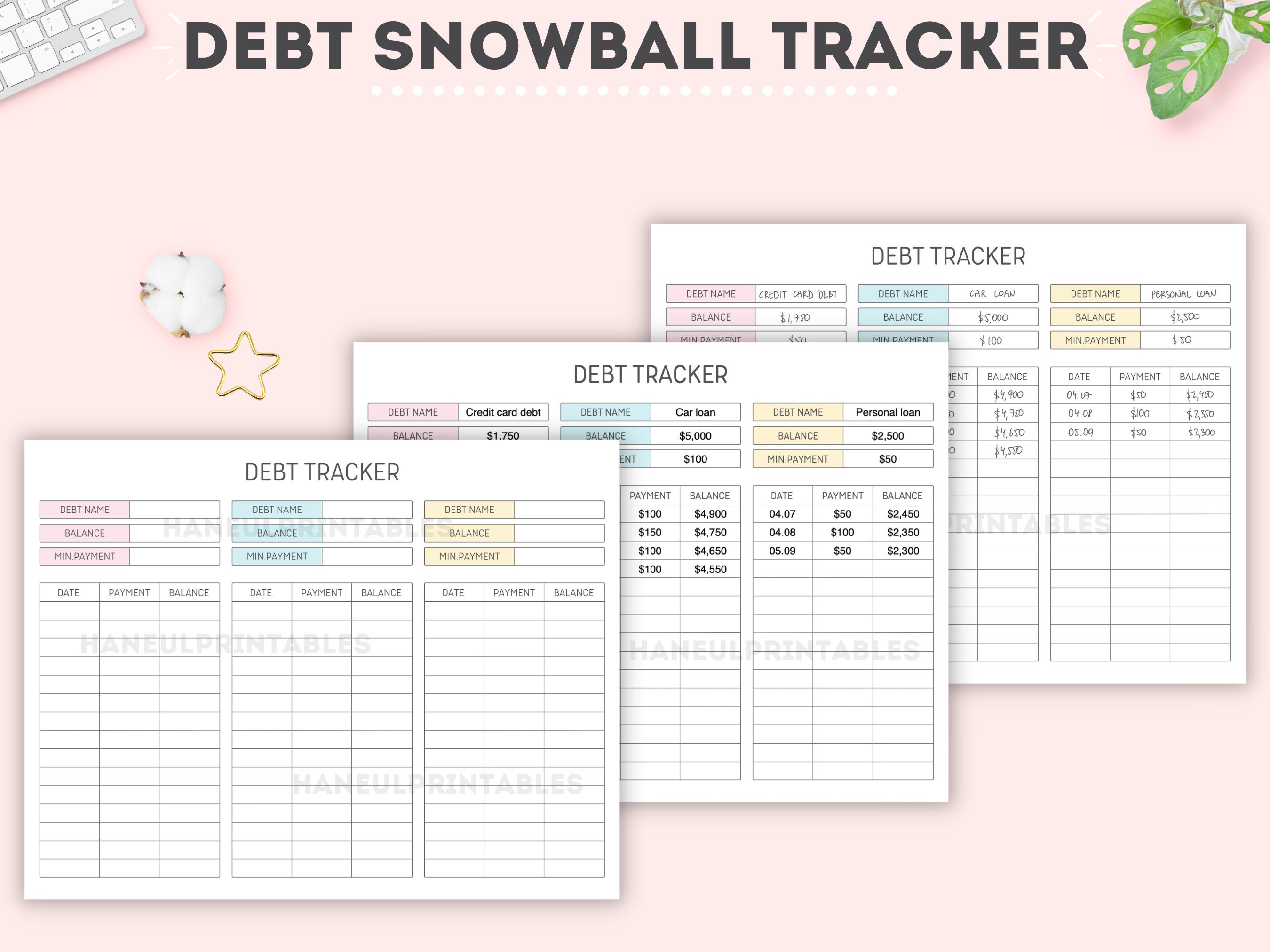 Editable Debt Snowball Trackerprintable Debt Progress - Etsy