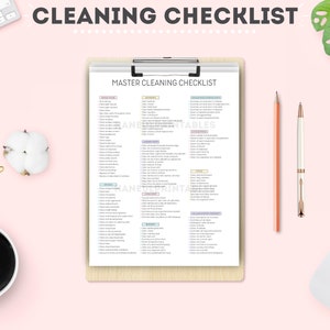Printable Master Cleaning Checklist|cleaning Planner|home Cleaning ...