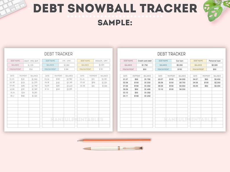Editable Debt Snowball Trackerprintable Debt Progress Trackerdebt ...