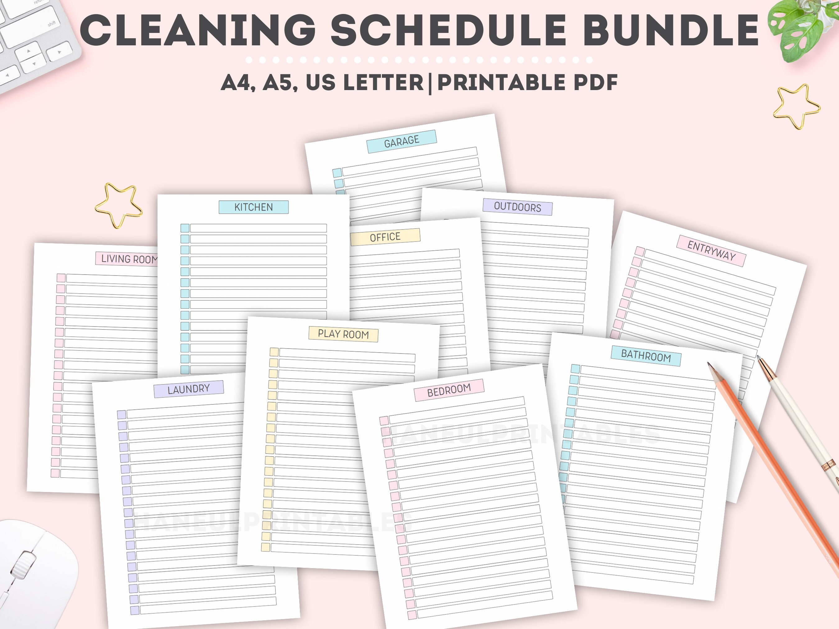 Editable Cleaning Schedule Bundle: Printable Chore Chart (PDF) - Etsy