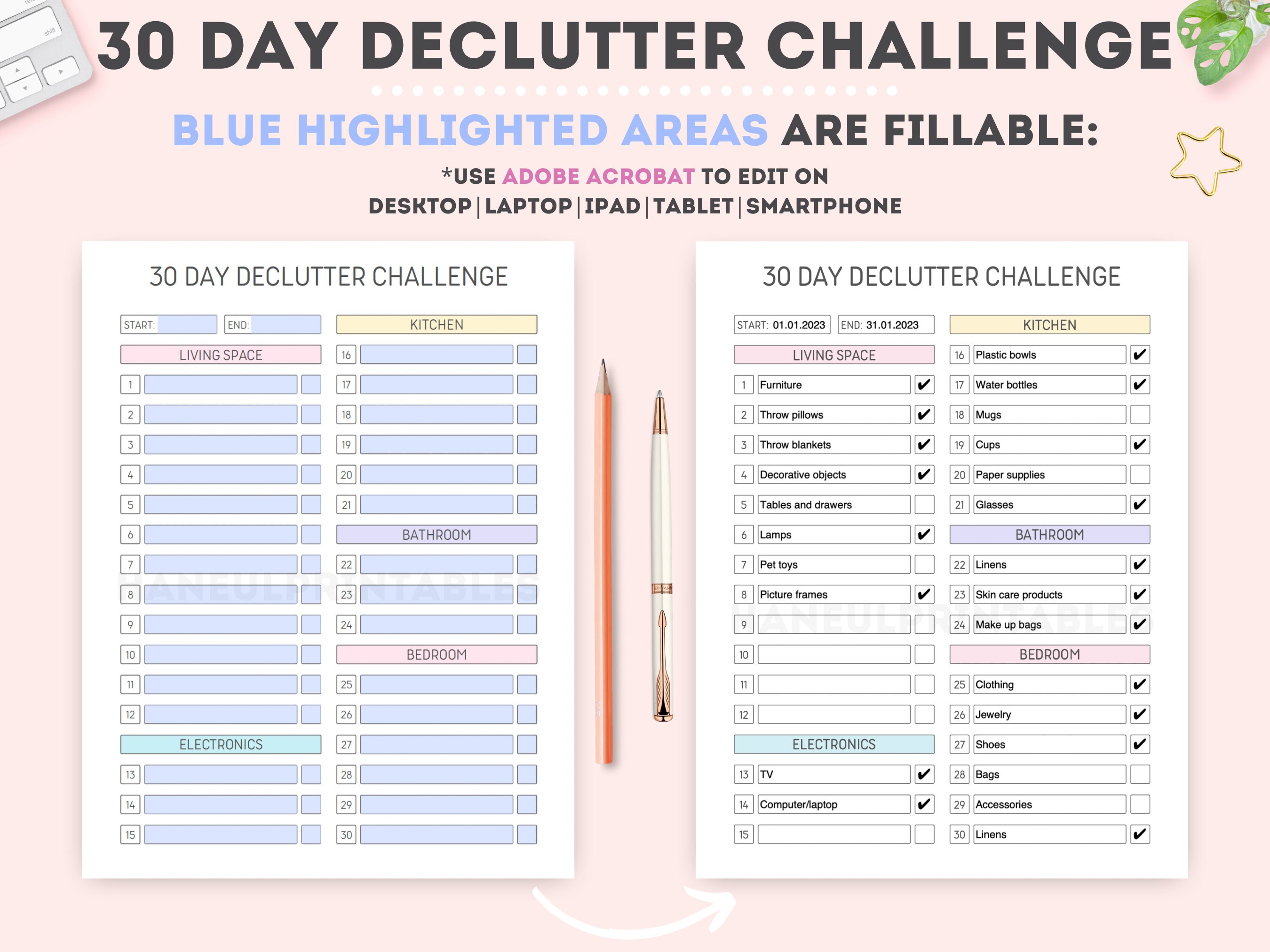 Editable 30 Day Declutter Challengeprintable Declutter ...