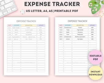 Editable Expense Tracker|Printable Spending Tracker|Purchase Log|Financial Planner|Daily Spending Sheet|Purchase Recorder|A4/A5/Letter