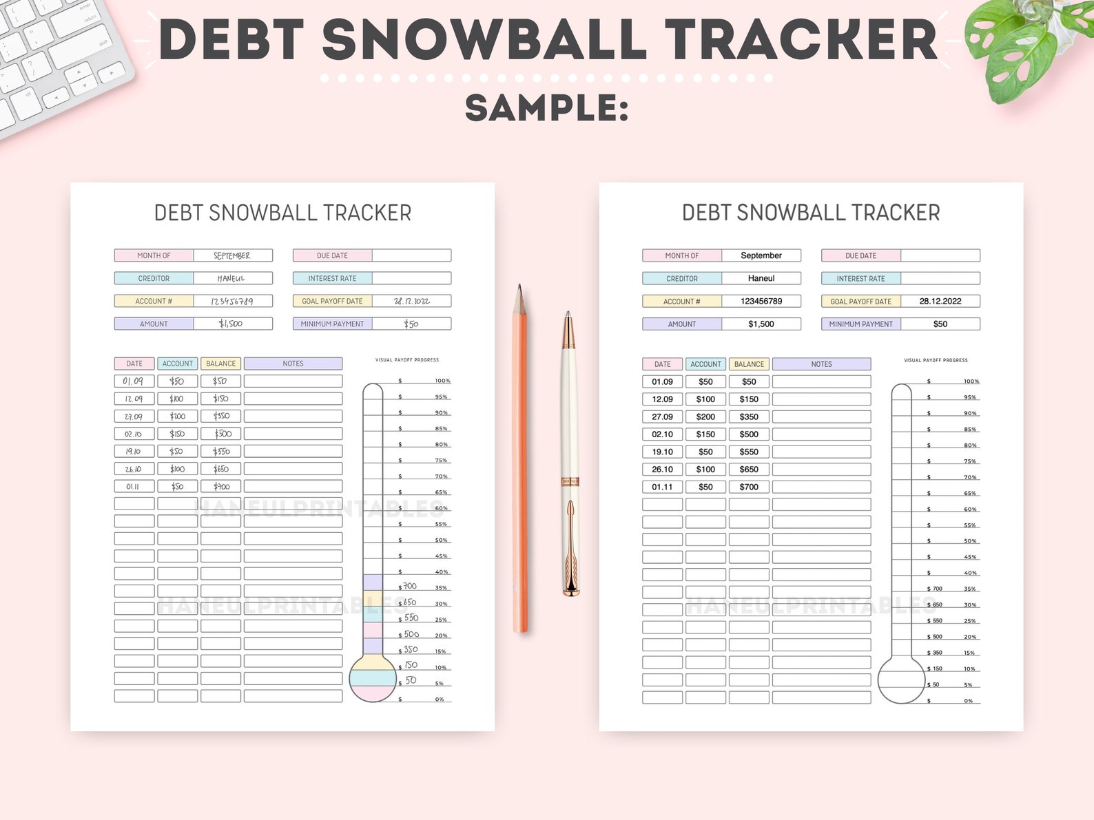 Editable Debt Snowball Trackerprintable Debt Progress - Etsy