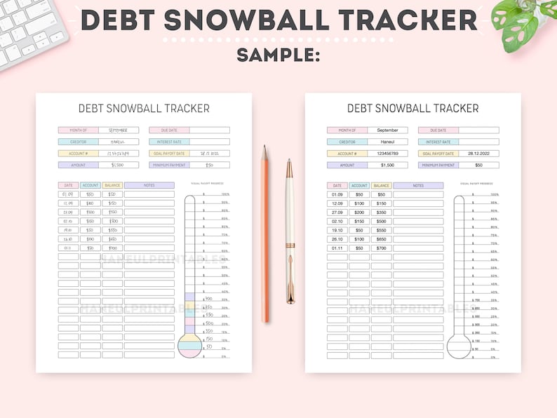 Editable Debt Snowball Trackerprintable Debt Progress - Etsy