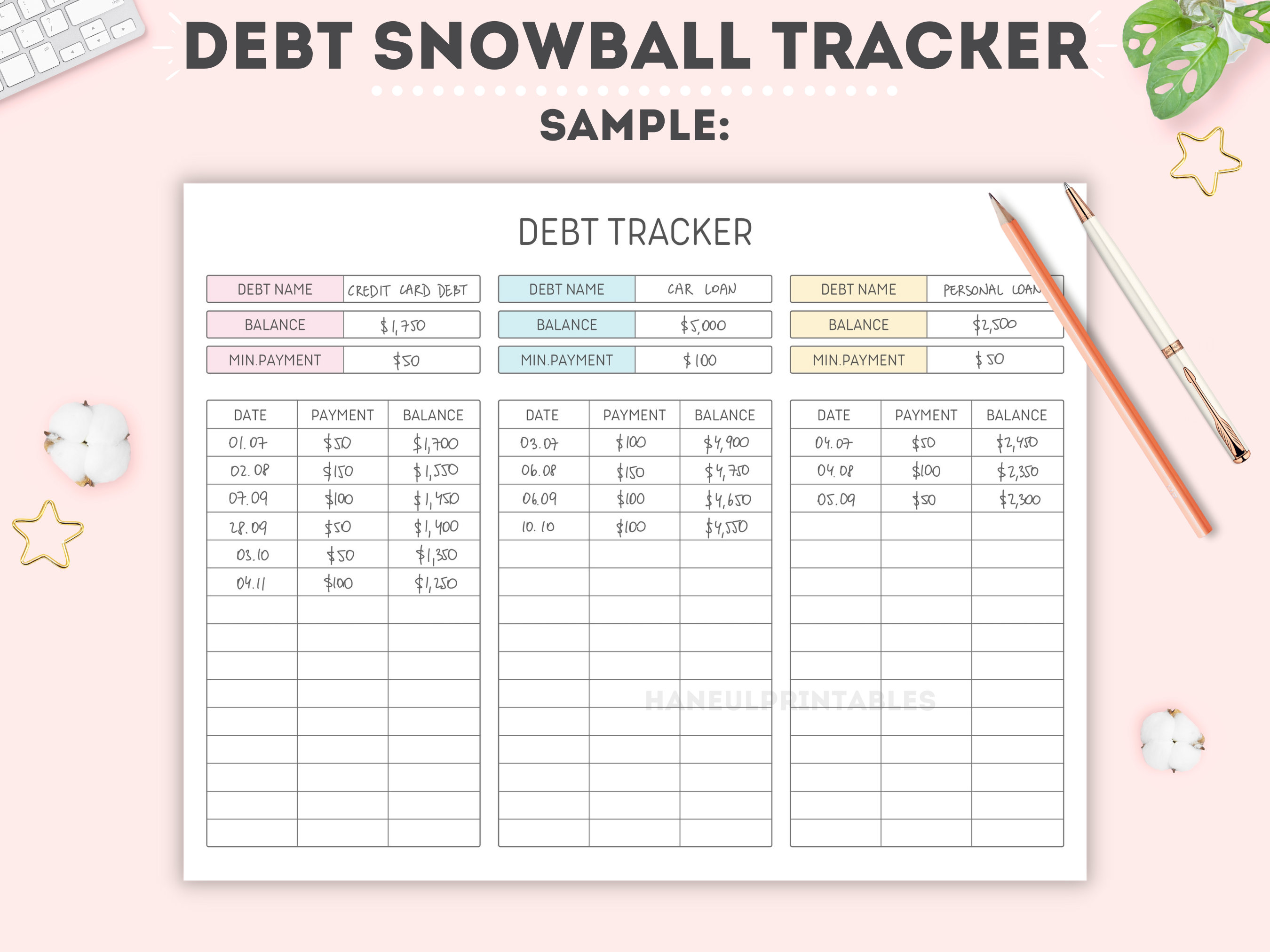 Editable Debt Snowball Trackerprintable Debt Progress - Etsy Canada