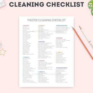Printable Master Cleaning Checklist|cleaning Planner|home Cleaning ...
