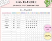 Editable Yearly Bill Payment Tracker: Printable Expense Tracker (A4/A5/Letter)