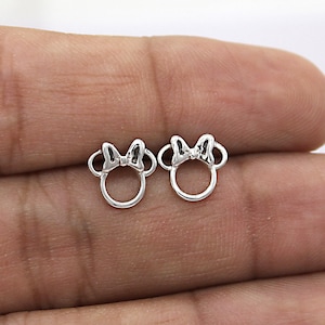 Disney Minnie Mouse, Mickey mouse, Silver Black Stud Earrings, Minimal jewelry, Perfect Gift For Girls, Free Shipping Minimalist Earrings