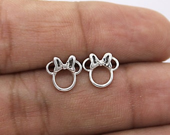 Disney Minnie Mouse, Mickey mouse, Silver Black Stud Earrings, Minimal jewelry, Perfect Gift For Girls, Free Shipping Minimalist Earrings
