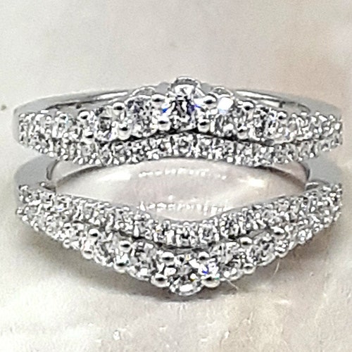 Diamond Band Enhancer Ring White Gold Over Guard Band Etsy