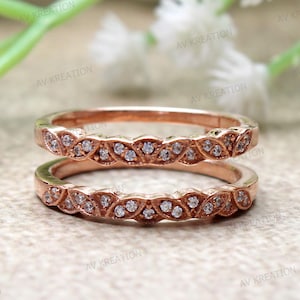 Diamond Enhancer Ring Designer Engagement Enhancer Guard Wedding Wrap Band Ring Unique Enhancer Ring 925 Sterling Silver Rose Gold Ring