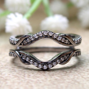 Black Gold Enhancer, Engagement Enhancer Guard, Wedding Enhancer Wrap Band Ring, Designer Enhancer Ring, 925 Sterling Silver Enhancer Ring