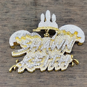 Pingentes personalizados de hip hop gelados 3,50 CT redondos D/VVS moissanite/diamante simulado pingente de letra com nome personalizado masculino em prata esterlina 925