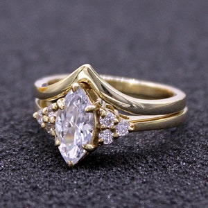 1.20Ct Marquise Cut Diamond Wedding Engagement Bridal Set For Women 14K Yellow Gold Finish, Anniversary Ring, Bridal Set, Ring For Bride