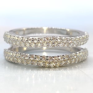 Gold Diamond Enhancer Ring, Engagement Enhancer Guard, Wedding Enhancer Wrap Band Ring, Classic Enhancer Ring, Real White Gold Enhancer Ring
