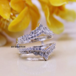 Round Cut Diamond Women's Enhancer Wedding Engagement Ring 14k White Gold Finish, Enhancer Ring , Anniversary Ring , Simulated Diamond Ring