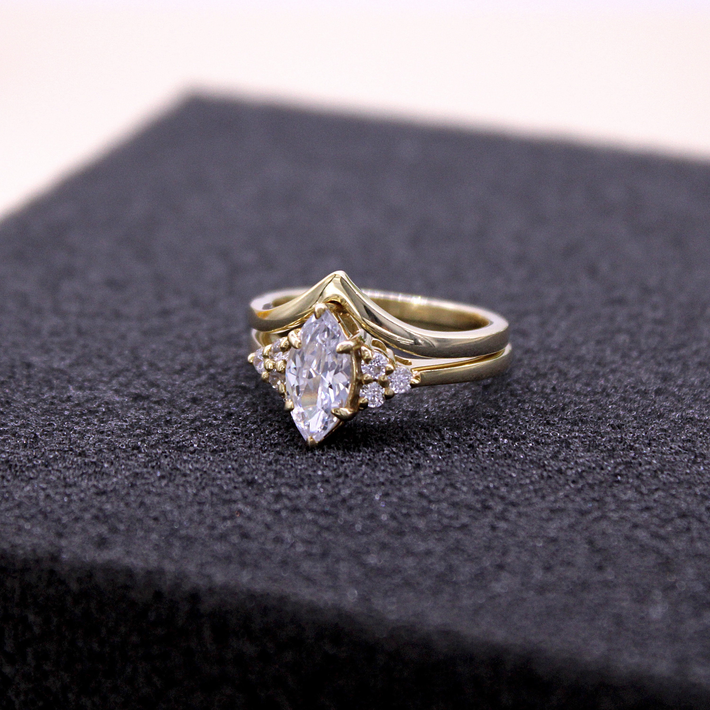 1.20Ct Marquise Cut Diamond Wedding Engagement Bridal Set For Women 14K Yellow Gold Finish, Anniversary Ring, Bridal Set, Ring For Bride