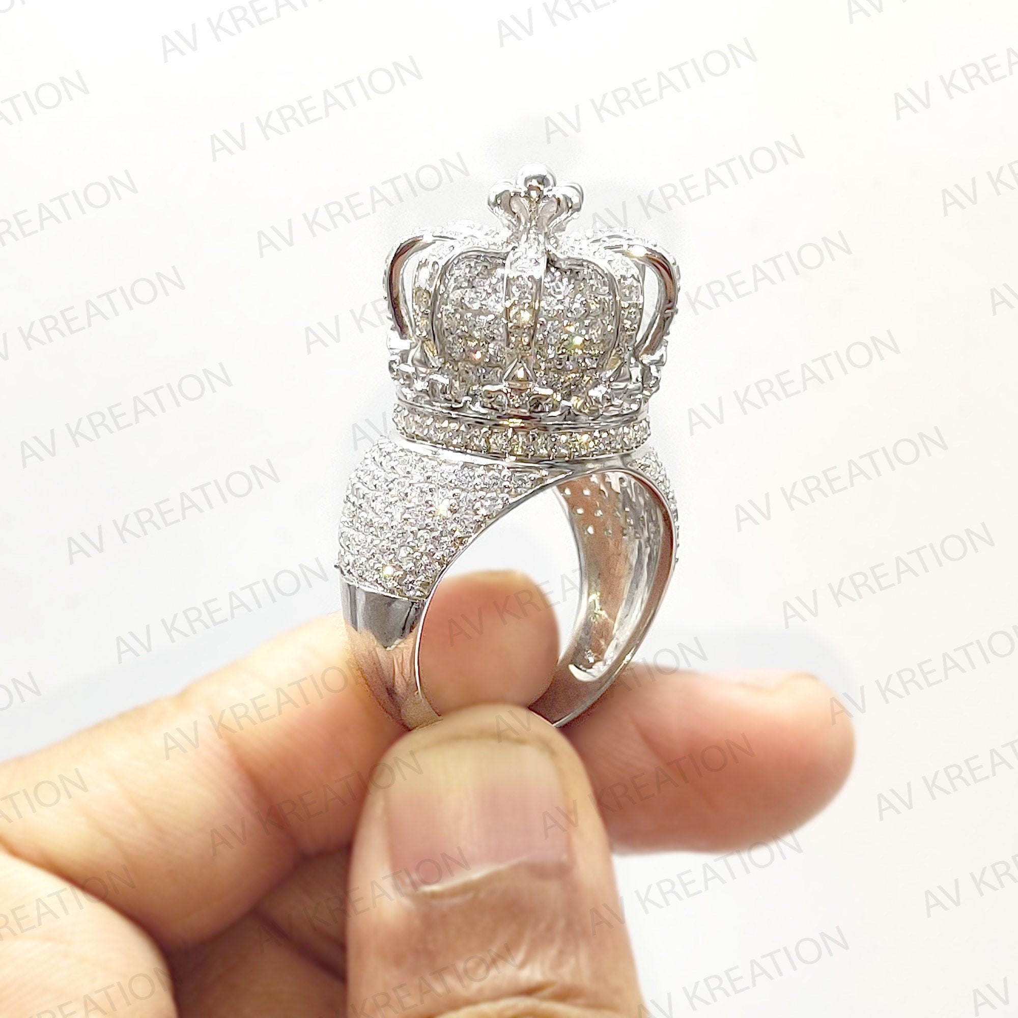 Skull Ring Love 14K White Gold Engagement Ring 3.00 Ct White Round Diamond SN 