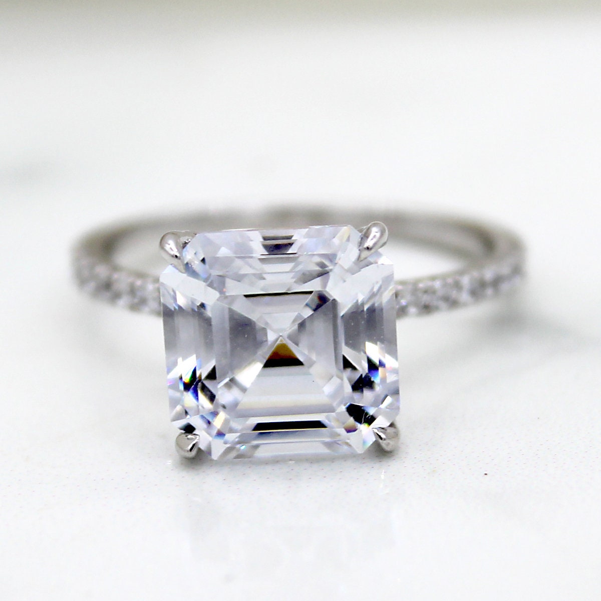 5 CT Asscher Cut Solitaire Engagement Ring Wedding Diamond - Etsy