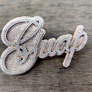 4.00 Ct Round Diamond/Moissanite Mens Custom Name Letter Pendant Two Tone Finish, Hip-Hop Pendant, Men Pendant, Iced Out Moissanite Pendant