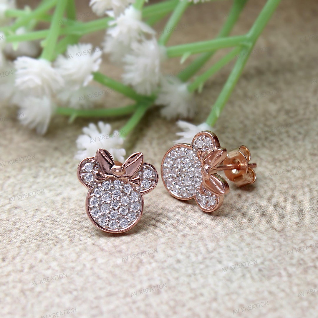 Minnie mouse rose gold earrings best sale