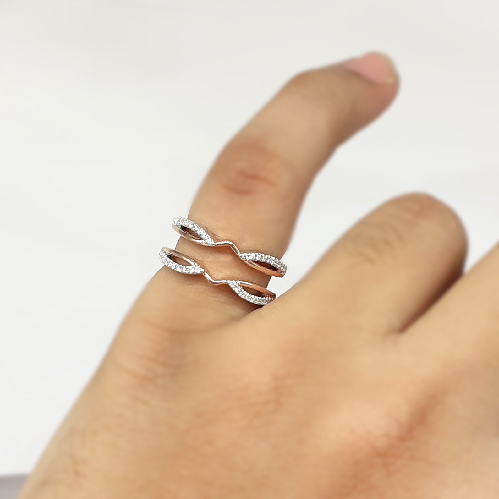 Enhancer Ring Engagement Enhancer Guard Ring Diamond Wedding Etsy