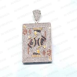 Pendente Hip Hop King Poker, Pendente di diamante, Giocatore di poker, Pendente Hip Hop King Card Poker, Argento Sterling 925, Pendente Hip Hop