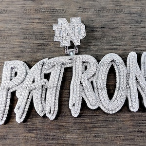 925 Sterling Silver, 10.00 CT Round D/VVS Moissanite/Simulated Diamond Men&#39;s Custom Name Letter Pendant, Custom Iced Out Hip Hop Pendants