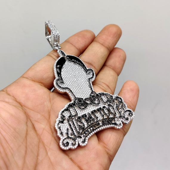 Solid 925 Sterling Silver Men s Hip Hop Pendant Round Simulated Diamonds Customized Hip Hop Pendant Customize Jewelry Iced Out Pendant Etsy UK