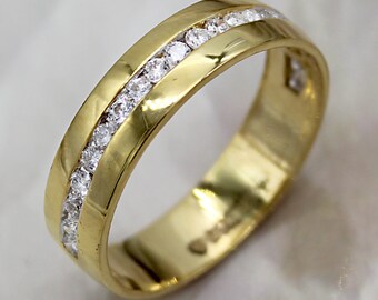 Certified Natural Diamond Half Eternity Men&#39;s Ring 22KT Solid Yellow Gold Men&#39;s Diamond Wedding Band  I1/F-G Color Wedding Engagement Band