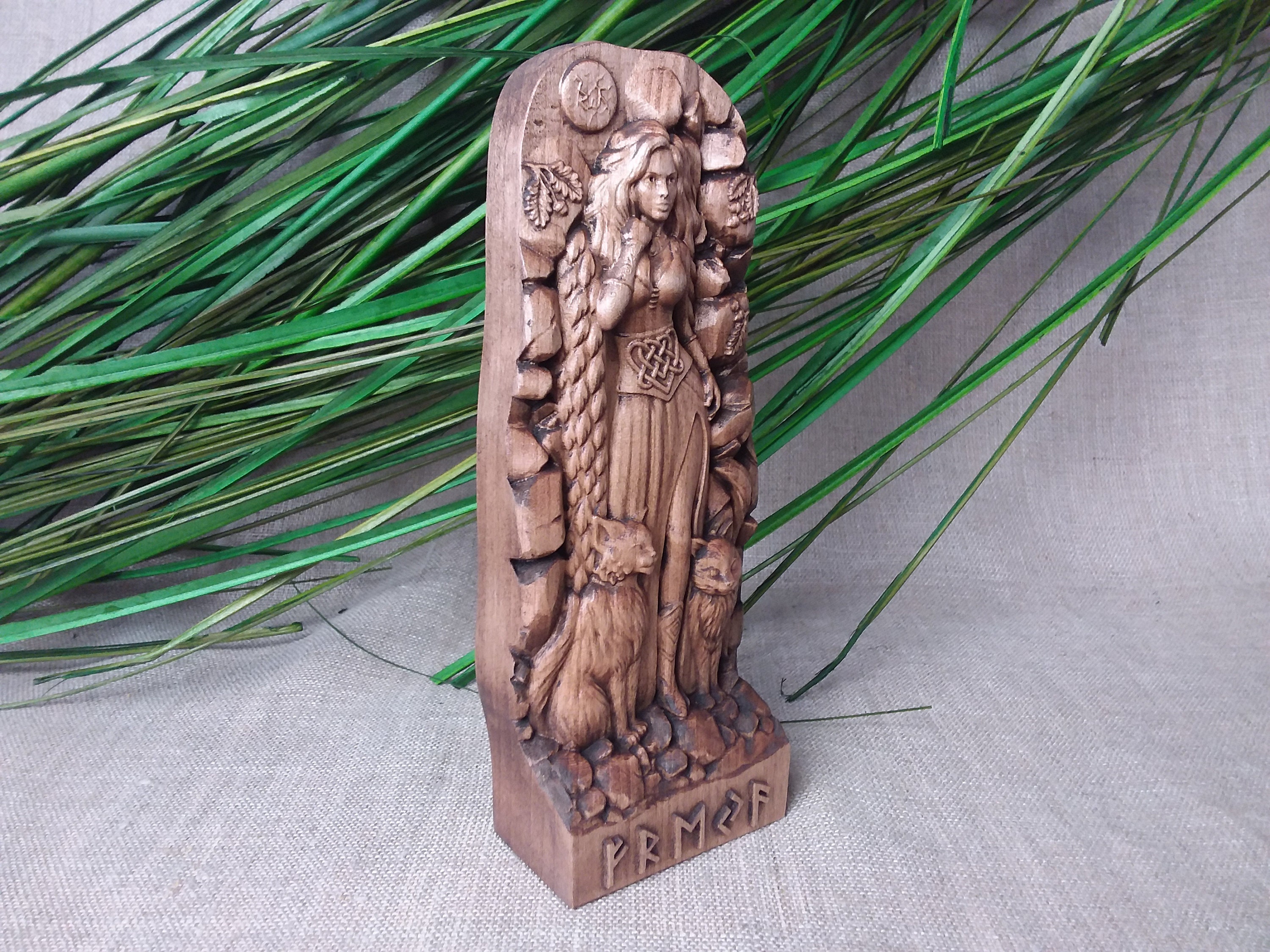 Freya Goddess Statue Wooden Freja Figurine Norse Goddess Etsy
