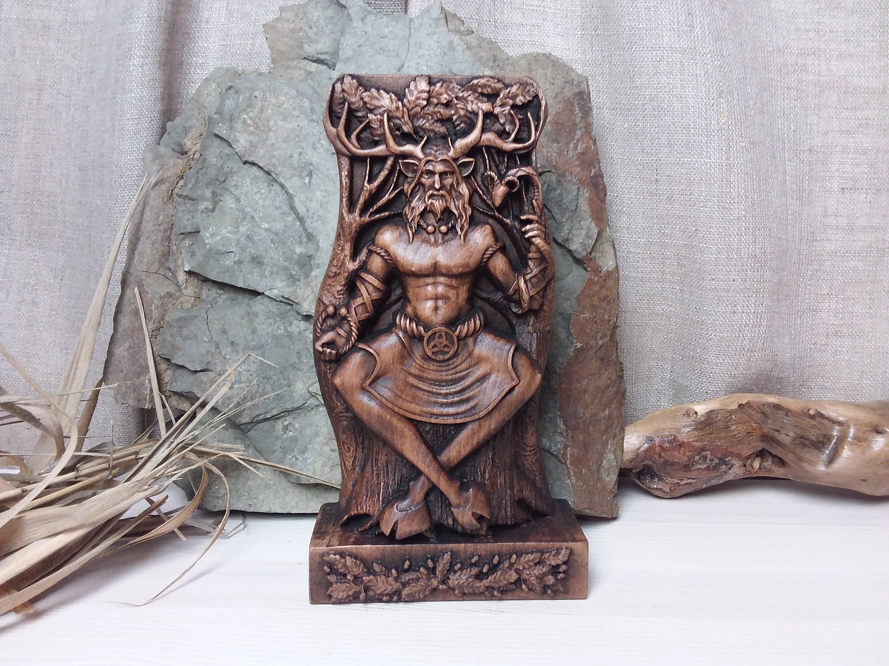 Cernunnos God statue Wiccan altar Horned forest god Altar Etsy