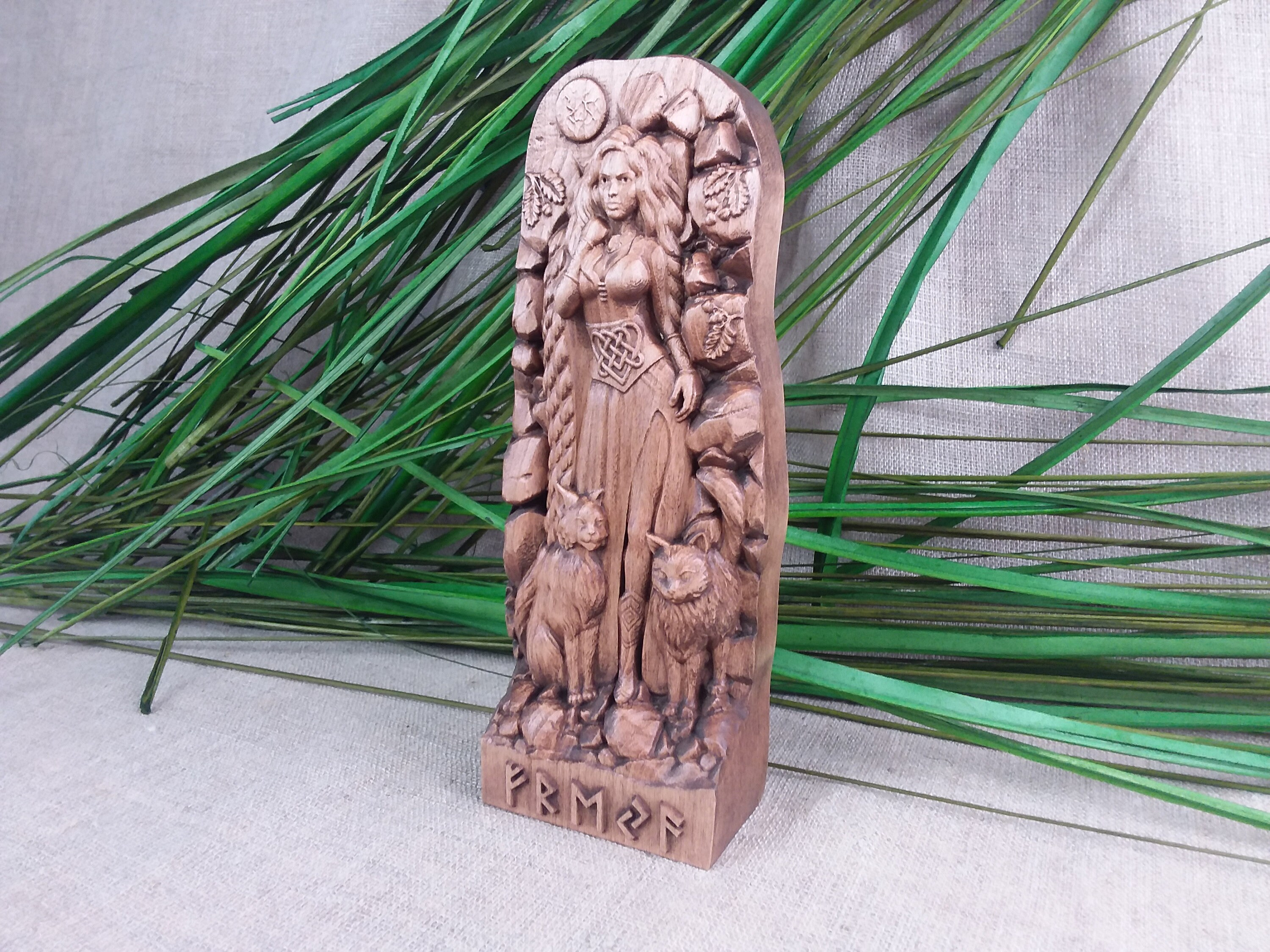 Freya Goddess Statue Wooden Freja Figurine Norse Goddess Etsy