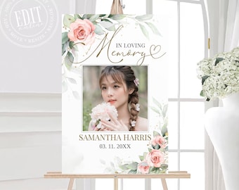 Funeral Welcome Sign Template, Editable Memorial Sign, Funeral Decor, Celebration of Life Decoration, Fully Editable, Memorial Service Sign