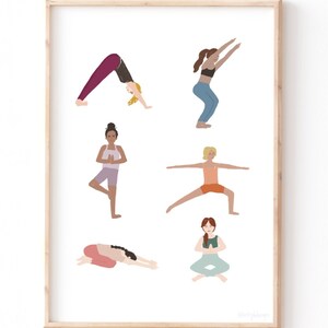 Yoga Printable, Yoga print, Yoga poses print, yoga woman print, yoga girl print, yoga studio art, yoga boho print, female art, women art,