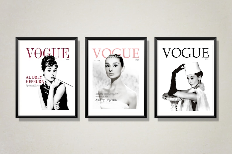 VOGUE AUDREY HEPBURN PRINT 1962 FASHION ART PRINTS A4 HOME DECOR