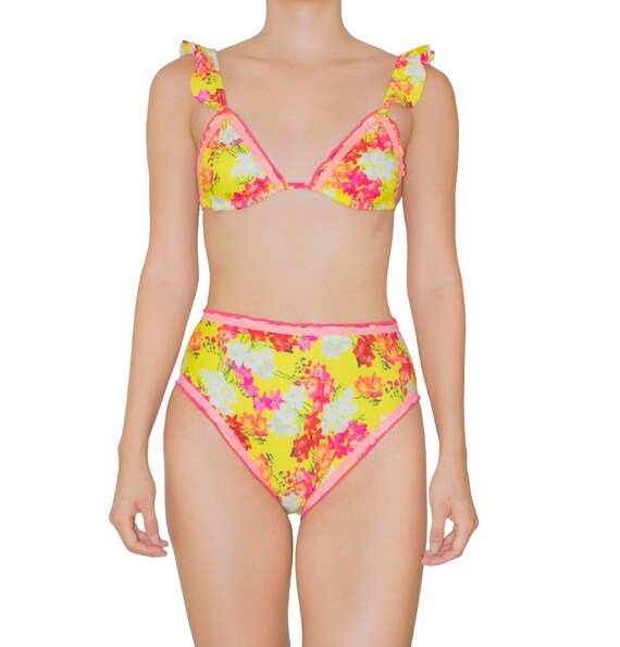high waisted bikini with support top