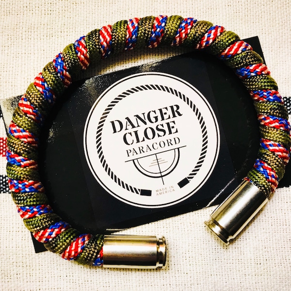 Multicam, Stars and Stripes Camouflage Bullet Bracelet. Veteran Made Paracord Bracelet - Made in USA