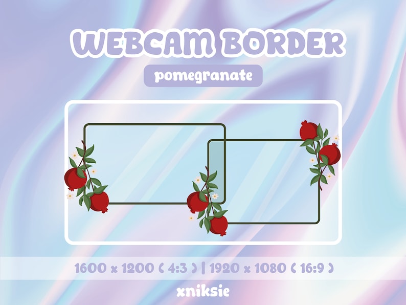 Pomegranate Stream Webcam Border, Game Capture Frame, Twitch Fruit ...
